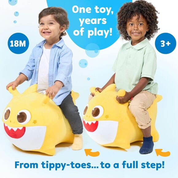 JITTERYGIT Baby Shark Bouncy Hopper Plush Musical Singing Inflatable Animal Ride - Picture 5 of 5